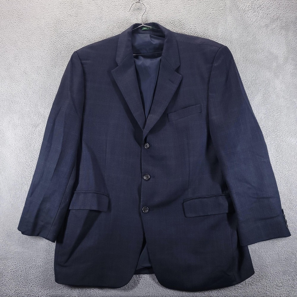 Lauren Ralph Lauren Blazer Mens XL Blue Wool Herringbone Tweed Sport Coat Jacket